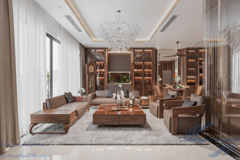 Thiết kế nội thất gỗ Walnut tại Vinhomes Riverside